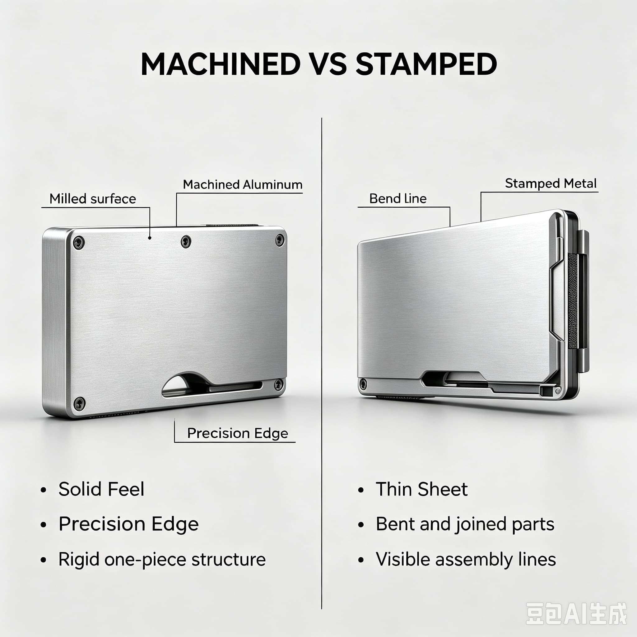 Machined Aluminum vs Stamped Metal Wallets | GSTAR OEM Guide