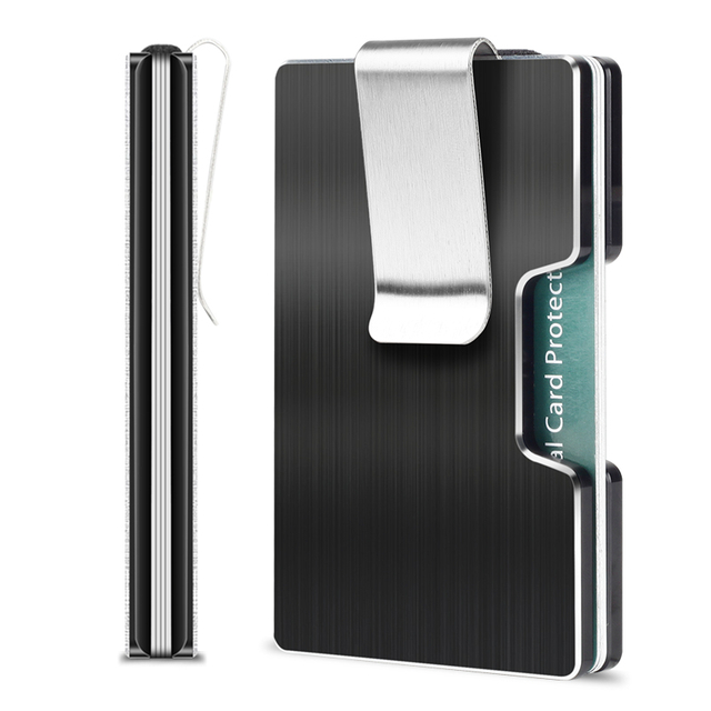 Aluminum Credit Card Holder with Money Clip - Slim Anti-Thef