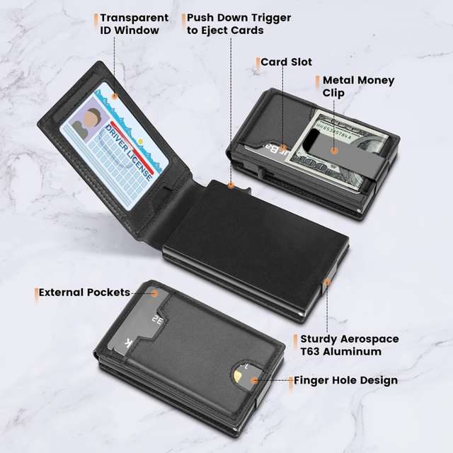 Carbon Fiber RFID Blocking Card Holder with Pop-up Feature